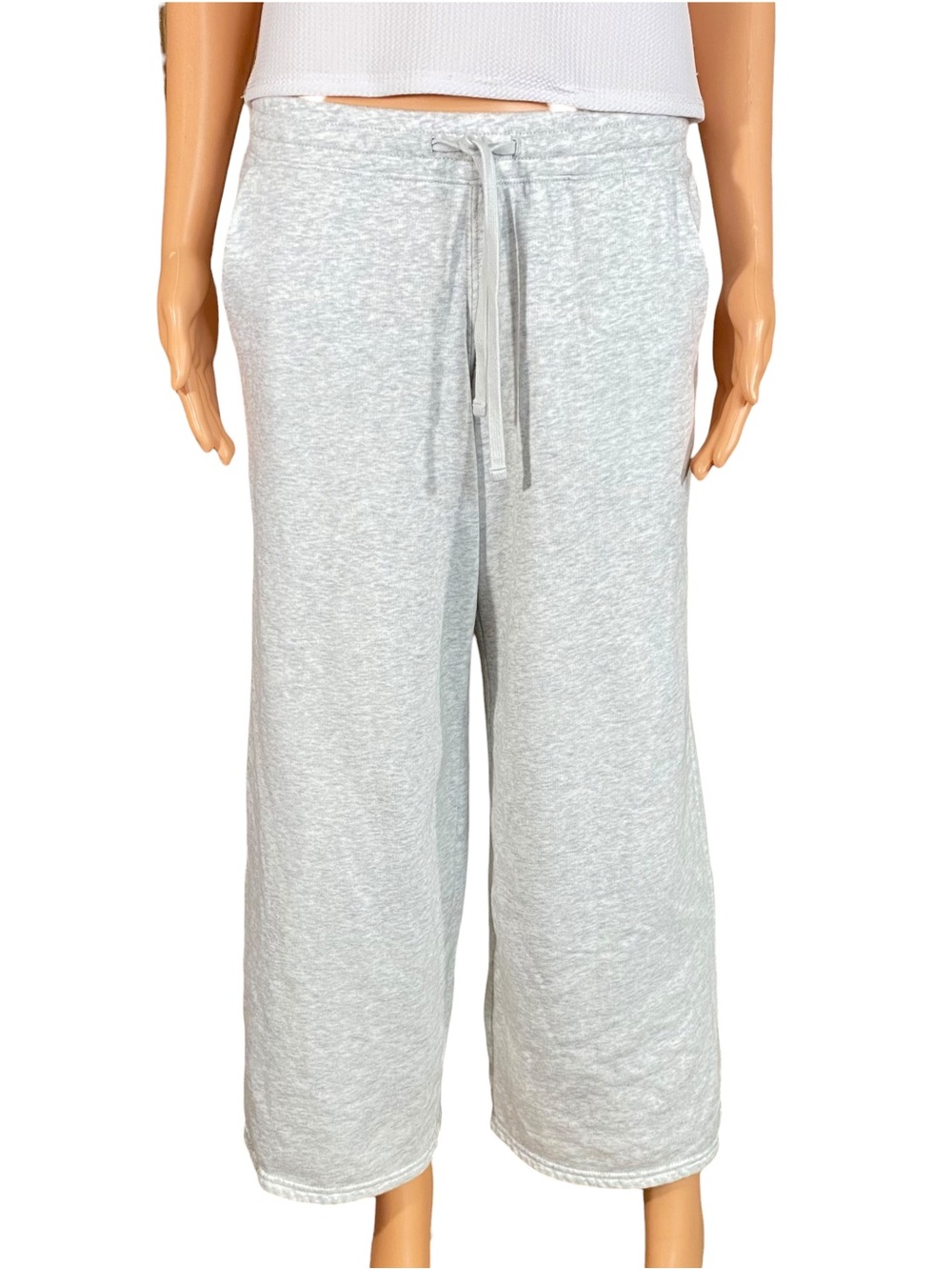 Hollister Short Wide Leg Lounge Pants Heather Gray Elastic Drawstring Waist XS